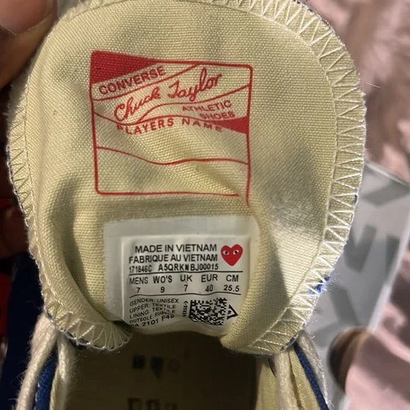 CONVERSE x PLAY MENS SIZE 7 WOMENS SIZE 9 - Picture 7 of 8